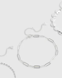Silver Disc Anklet 3 Pack