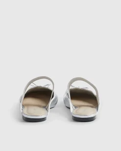 Silver Elastic Strap Backless Ballet Flats