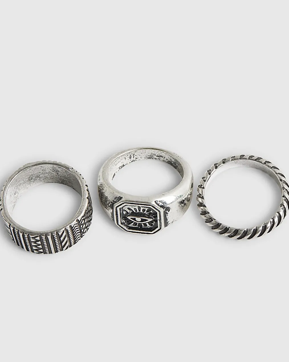 Silver Evil Eye Ring Pack Of 3