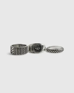 Silver Evil Eye Ring Pack Of 3