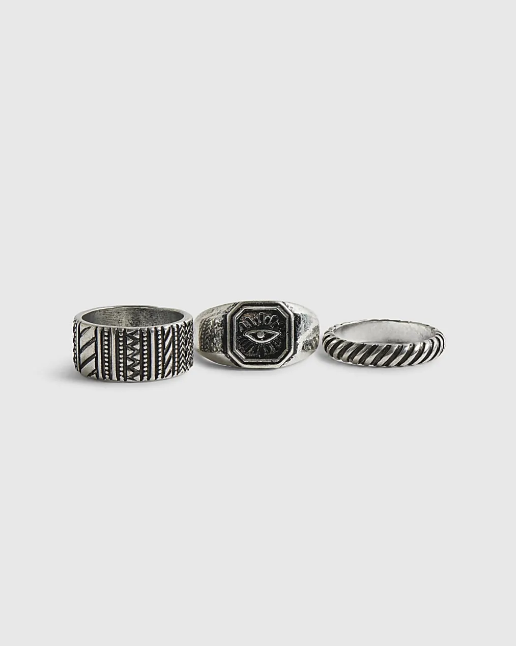 Silver Evil Eye Ring Pack Of 3