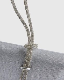 Silver Knotted Handle Clutch Bag