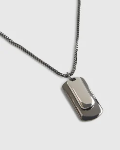 Silver Metal Double Dog Tag Necklace