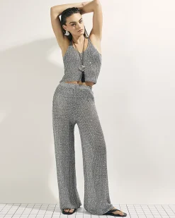 Silver Metallic Knit Cami Top