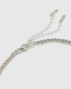 Silver Mixed Metal Cross Necklace
