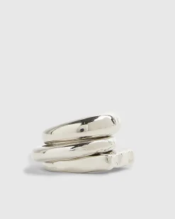 Silver Pack Of 5 Rings