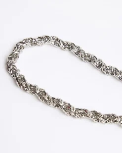 Silver Rhodium Twist Chain Necklace