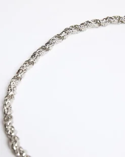 Silver Rhodium Twist Chain Necklace