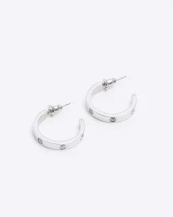 Silver Stainless Steel Hoop Earrings