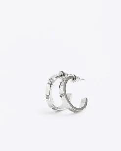 Silver Stainless Steel Hoop Earrings