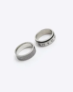 Silver stainless steel pack of 2 rings
