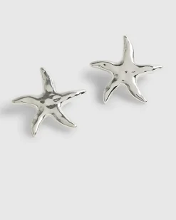 Silver Starfish Stud Earrings