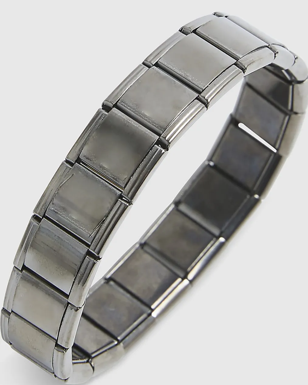 Silver Steel Stretch Square Bracelet