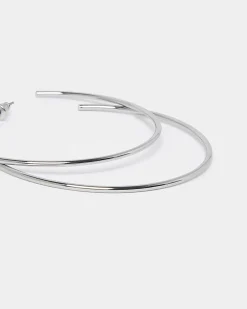 Silver thin hoop earrings