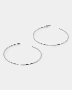 Silver thin hoop earrings