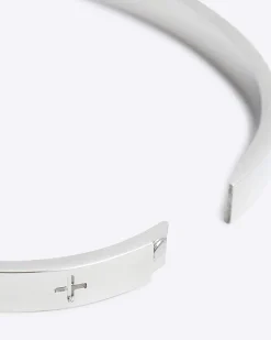 Steel Metal Rhodium Circle Bangle