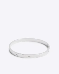 Steel Metal Rhodium Circle Bangle