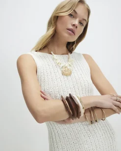 White Asymmetric Knit Midi Dress