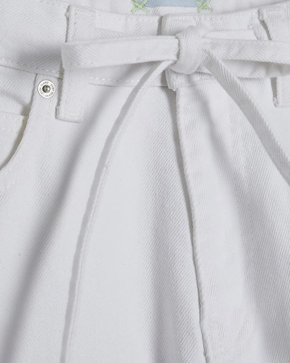 White Balloon Leg Drawcord Baggy Jeans