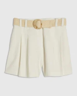 White Belted Shorts