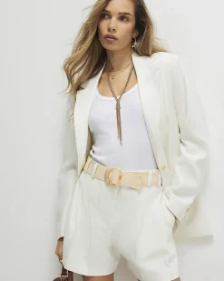 White Belted Shorts