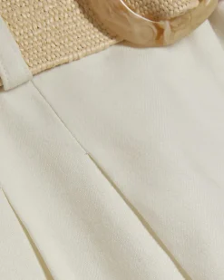 White Belted Shorts