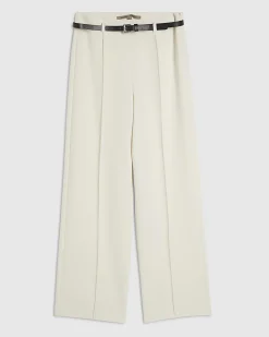 White Belted Straight Leg Trousers