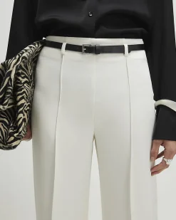 White Belted Straight Leg Trousers