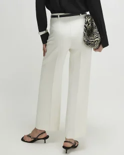 White Belted Straight Leg Trousers