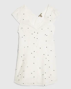 White Boutique 3D Flower Mini Dress