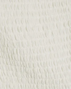 White Broderie Shirred Bardot Top