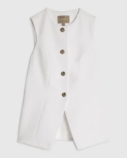 White Button Detail Waistcoat