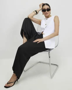 White Button Detail Waistcoat