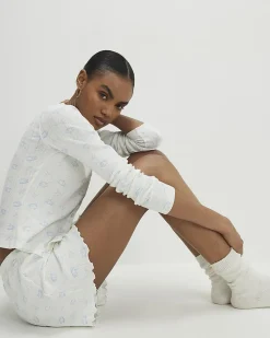 White Cardigan And Shorts Pyjama Set