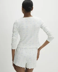 White Cardigan And Shorts Pyjama Set