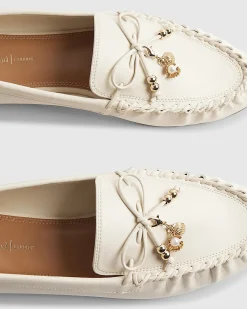 White Charm Bow Loafers
