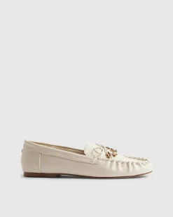 White Charm Bow Loafers