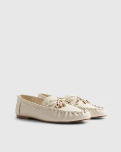 White Charm Bow Loafers