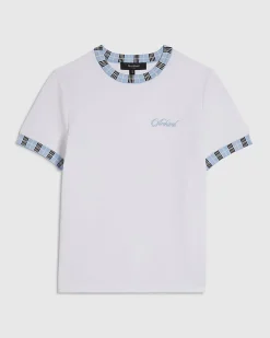 White Check Collar Knitted T-Shirt