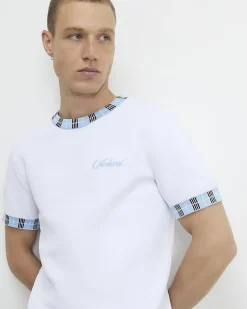 White Check Collar Knitted T-Shirt