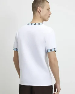 White Check Collar Knitted T-Shirt
