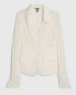 White Corset Detail Blouse