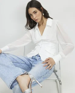 White Corset Detail Blouse