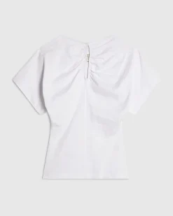 White Cotton Angel Sleeve Cut Out T-Shirt
