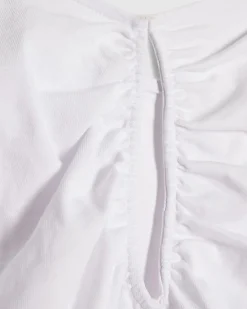 White Cotton Angel Sleeve Cut Out T-Shirt