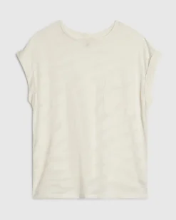 White Cotton Blend Animal Burnout T-shirt