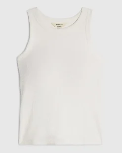 White Cotton Blend Built In Bra Vest Top