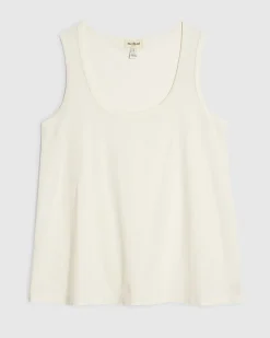 White Cotton Blend Burnout Tank Top