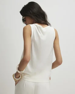 White Cotton Blend Burnout Tank Top