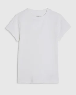 White Cotton Blend Fitted Ribbed Top